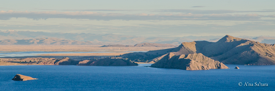 View from Temple of Pachatata Lake Titicaca ley line